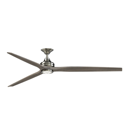 Fanimation Spitfire DC Custom 84in 1-Light Downrod Ceiling Fan | Brushed Nickel and Weathered Wood | Covered Patio & Great | Model FPD6721BBN-84WE-LK