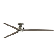 Fanimation Spitfire 84in Flush Smart Ceiling Fan | Brushed Nickel and Weathered Wood | Covered Patio & Living Room | Model FPD6721BBN-84WE-LK-F