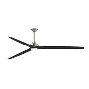 Fanimation Spitfire 96in Downrod Smart Ceiling Fan with LED | Brushed Nickel and Black | Covered Patio & Great Room | Model FPD6721BBN-96BL-DWLK