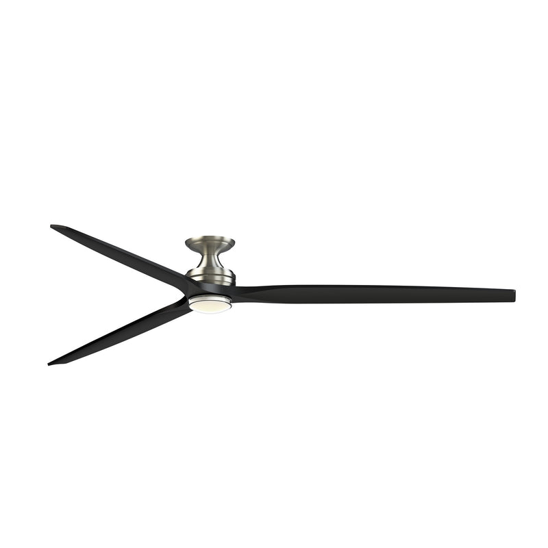 Fanimation Spitfire 96in Flush Smart Ceiling Fan with LED | Brushed Nickel and Black | Covered Patio & Living Room | Model FPD6721BBN-96BL-DWLK-F