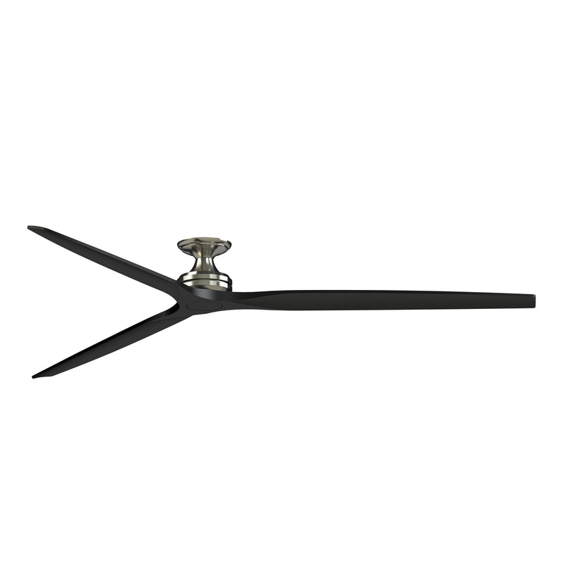 Fanimation Spitfire DC Custom 96in Flush Ceiling Fan | Brushed Nickel and Black Buttonwood Blades | Covered Patio & Low | Model FPD6721BBN-96BL-F