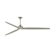 Fanimation Spitfire DC Custom 96in 1-Light Ceiling Fan | Brushed Nickel and Clear Glass | Covered Patio & Sunroom | Model FPD6721BBN-96BN-DWLK