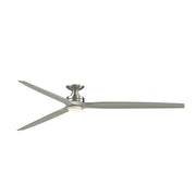 Fanimation Spitfire DC Custom 96in Flush 1-Light Ceiling Fan | Brushed Nickel and Clear Glass | Covered Patio | Model FPD6721BBN-96BN-DWLK-F