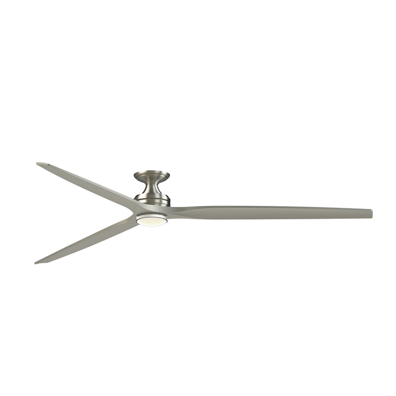 Fanimation Spitfire DC Custom 96in Flush 1-Light Ceiling Fan | Brushed Nickel and Clear Glass | Covered Patio | Model FPD6721BBN-96BN-DWLK-F