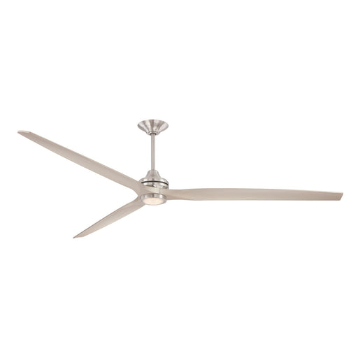 Fanimation Spitfire DC Custom 96in 1-Light Ceiling Fan | Brushed Nickel and Fresnel Frosted Shade | Covered Patio | Model FPD6721BBN-96BN-LK
