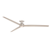 Fanimation Spitfire 96in Flush Mount Smart Ceiling Fan | Brushed Nickel and Brushed Nickel Blades | Covered Patio | Model FPD6721BBN-96BN-LK-F