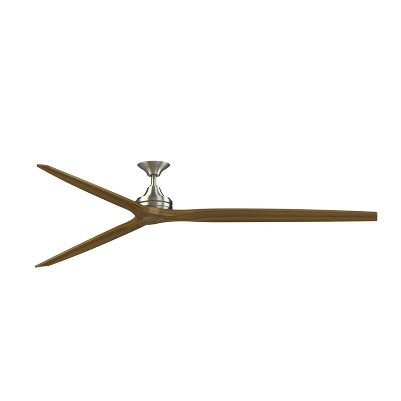 Fanimation Spitfire 96in 3-Light Ceiling Fan | Brushed Nickel and Koa Wood | Covered Patio & Great Room | 96 x 96 x 19.69 in | Model FPD6721BBN-96K