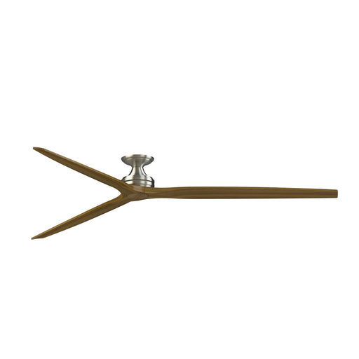 Fanimation Spitfire DC Custom 96in Flush Ceiling Fan | Brushed Nickel and Koa Wood Blades | Low Ceilings & Covered Patio | Model FPD6721BBN-96K-F