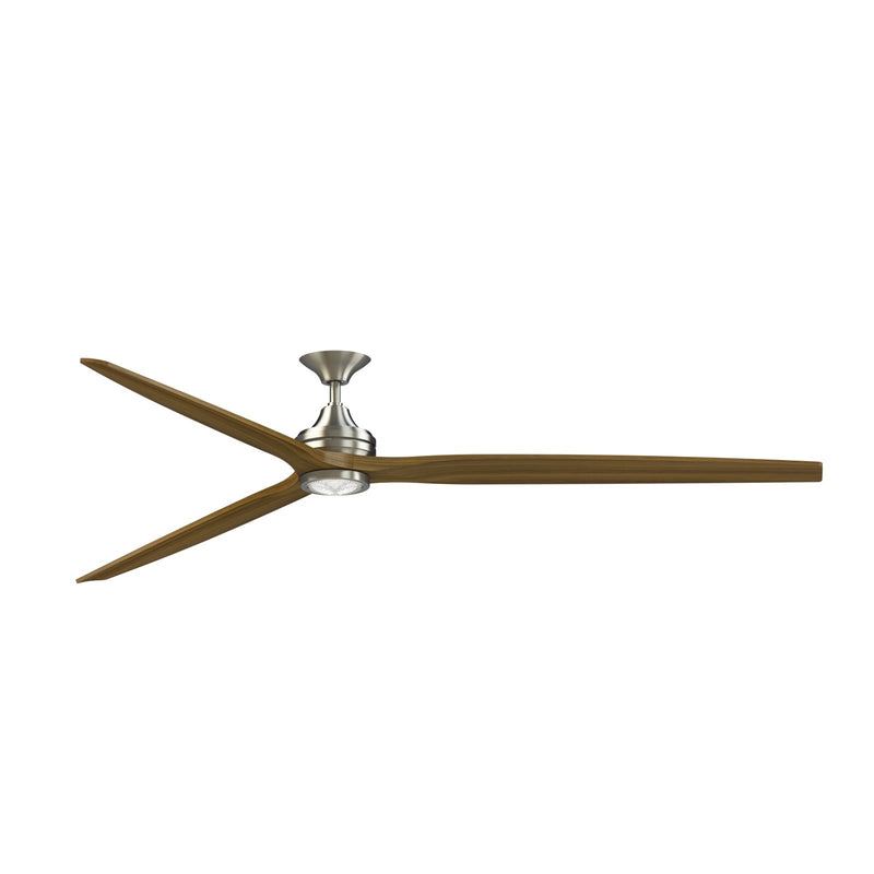 Fanimation Spitfire DC Custom 96in 1-Light Ceiling Fan | Brushed Nickel and Koa Wood Blades | Covered Patio & Great Room | Model FPD6721BBN-96K-LK