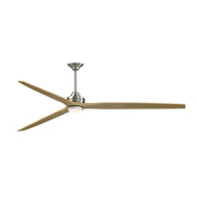Fanimation Spitfire DC Custom 96in 1-Light Ceiling Fan | Brushed Nickel and Natural Buttonwood Blades | Covered Patio | Model FPD6721BBN-96N-DWLK