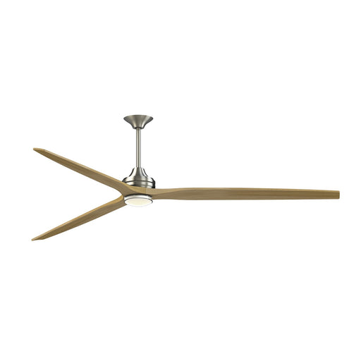 Fanimation Spitfire DC Custom 96in 1-Light Ceiling Fan | Brushed Nickel and Natural Buttonwood Blades | Covered Patio | Model FPD6721BBN-96N-DWLK