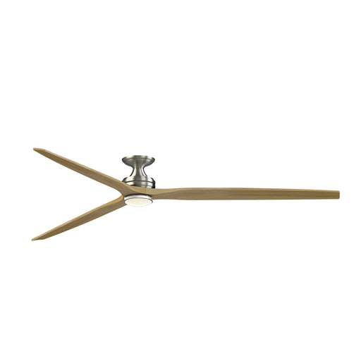 Fanimation Spitfire DC Custom 96in 1-Light Ceiling Fan | Brushed Nickel and Natural Buttonwood Blades | Covered Patio | Model FPD6721BBN-96N-DWLK-F