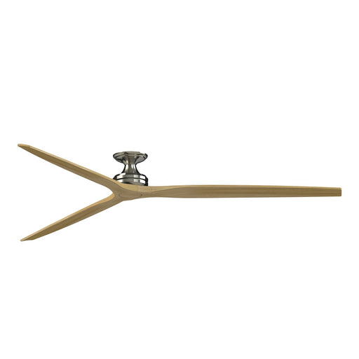 Fanimation Spitfire DC Custom 96in Flush Ceiling Fan | Brushed Nickel and Natural Buttonwood | Covered Patio & Great Room | Model FPD6721BBN-96N-F
