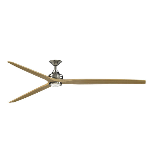 Fanimation Spitfire DC Custom 96in Ceiling Fan with LED Light Kit | Brushed Nickel and Natural Buttonwood | Covered Patio | Model FPD6721BBN-96N-LK