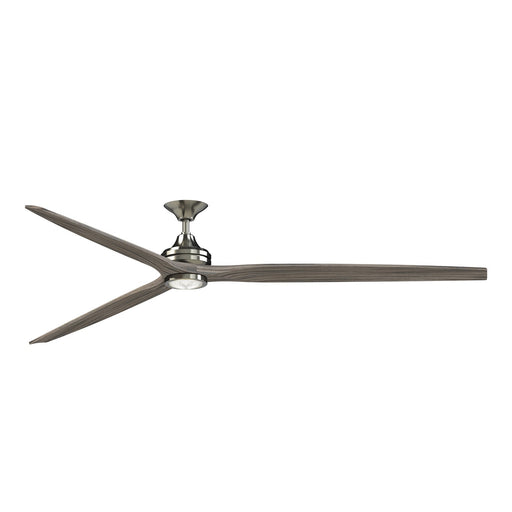 Fanimation Spitfire DC Custom 96in Downrod Ceiling Fan with LED | Brushed Nickel and Weathered Wood | Covered Patio | Model FPD6721BBN-96WE-LK