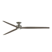 Fanimation Spitfire DC Custom 96in Flush Ceiling Fan with LED | Brushed Nickel and Weathered Wood | Covered Patio | Model FPD6721BBN-96WE-LK-F