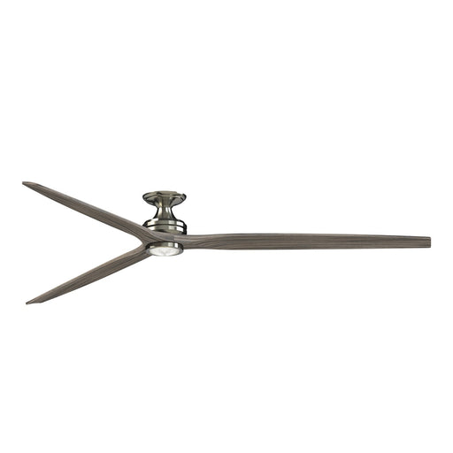 Fanimation Spitfire DC Custom 96in Flush Ceiling Fan with LED | Brushed Nickel and Weathered Wood | Covered Patio | Model FPD6721BBN-96WE-LK-F