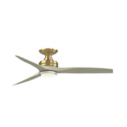 Fanimation Spitfire DC Custom 54in Flush 1-Light Ceiling Fan | Brushed Satin Brass and Clear Glass | Covered Patio | Model FPD6721BBS-54LO-DWLK-F
