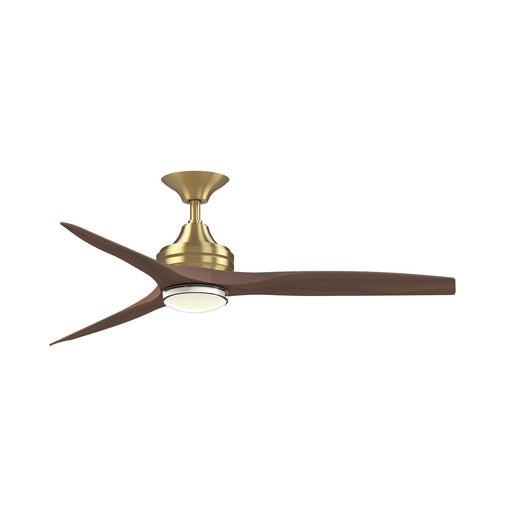 Fanimation Spitfire DC Custom 54in Downrod Ceiling Fan | Brushed Satin Brass and Whiskey Wood Blades | Covered Patio | Model FPD6721BBS-54WK-DWLK