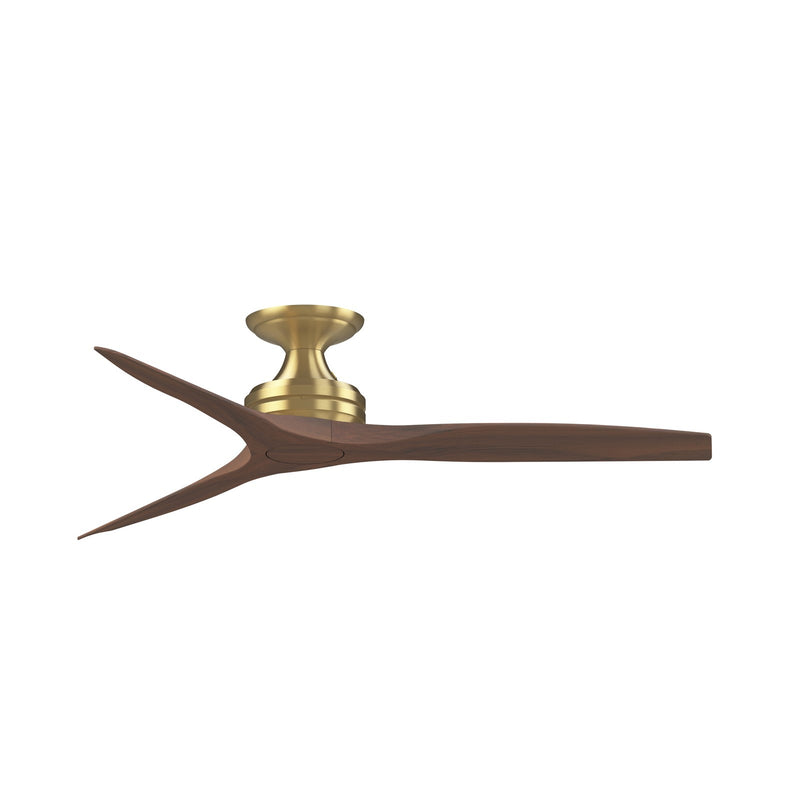 Fanimation Spitfire 54in Flush Ceiling Fan | Brushed Satin Brass and Whiskey Wood | Covered Patio & Bedroom | Model FPD6721BBS-54WK-F