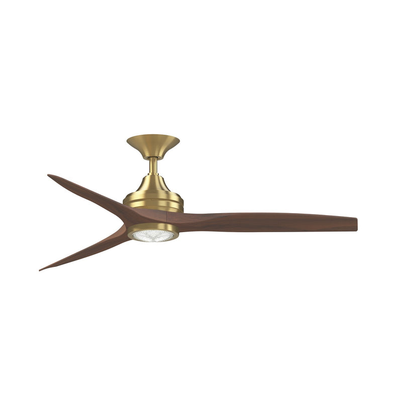 Fanimation Spitfire 54in Downrod Ceiling Fan with LED Light | Brushed Satin Brass and Whiskey Wood | Covered Patio | Model FPD6721BBS-54WK-LK