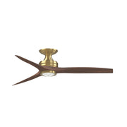 Fanimation Spitfire 54in Flush Ceiling Fan with LED Light | Brushed Satin Brass and Whiskey Wood | Covered Patio | Model FPD6721BBS-54WK-LK-F