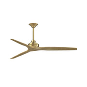 Fanimation Spitfire 64in Downrod Smart Ceiling Fan | Brushed Satin Brass and Natural Blades | Covered Patio & Living Room | Model FPD6721BBS-64N