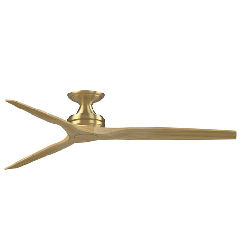 Fanimation Spitfire DC Custom 64in Flush Ceiling Fan | Brushed Satin Brass and Natural Buttonwood | Covered Patio & Bedroom | Model FPD6721BBS-64N-F