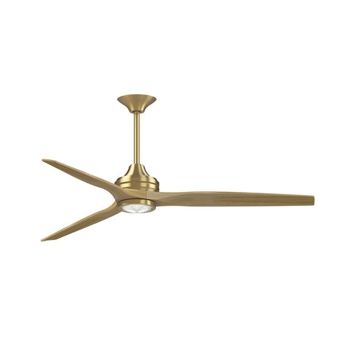 Fanimation Spitfire DC Custom 64in Ceiling Fan with LED Light | Brushed Satin Brass and Natural Buttonwood | Covered Patio | Model FPD6721BBS-64N-LK