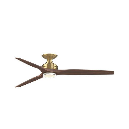 Fanimation Spitfire DC Custom 64in Flush 1-Light Ceiling Fan | Brushed Satin Brass and Whiskey Wood | Covered Patio | Model FPD6721BBS-64WK-DWLK-F