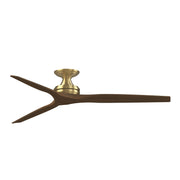 Fanimation Spitfire DC Custom 64in Flush Ceiling Fan | Brushed Satin Brass and Whiskey Wood | Covered Patio & Living Room | Model FPD6721BBS-64WK-F