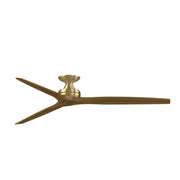 Fanimation Spitfire 72in Flush Ceiling Fan | Brushed Satin Brass and Koa Wood | Covered Patio & Low Ceiling | Model FPD6721BBS-72K-F