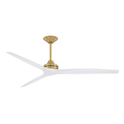 Fanimation Spitfire DC Custom 72in Flush Ceiling Fan | Brushed Satin Brass and Matte White Buttonwood | Covered Patio | Model FPD6721BBS-72MW-F