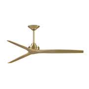 Fanimation Spitfire DC Custom 72in Ceiling Fan | Brushed Satin Brass and Natural Buttonwood | Covered Patio & Large Rooms | Model FPD6721BBS-72N
