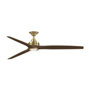 Fanimation Spitfire DC Custom 72in Smart Ceiling Fan with LED Light Kit | Brushed Satin Brass and Whiskey Wood Blades | Model FPD6721BBS-72WK-LK