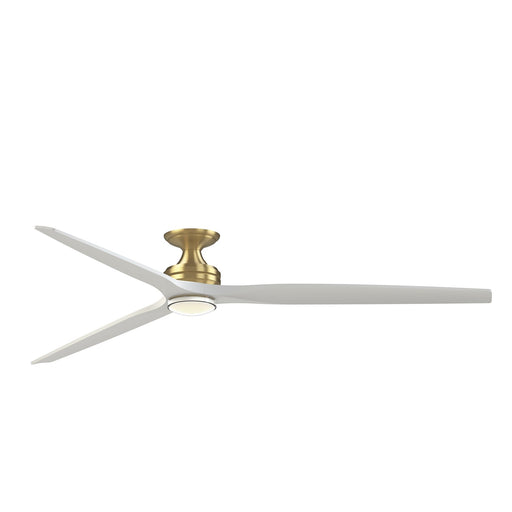 Fanimation Spitfire DC Custom 84in Flush 1-Light Ceiling Fan | Brushed Satin Brass and Matte White Buttonwood | Model FPD6721BBS-84MW-DWLK-F