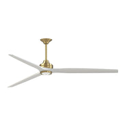 Fanimation Spitfire DC Custom 84in 1-Light Ceiling Fan | Brushed Satin Brass and Matte White Buttonwood | Covered Patio | Model FPD6721BBS-84MW-LK
