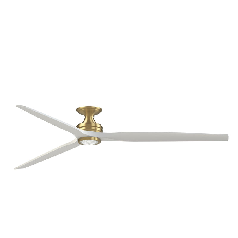 Fanimation Spitfire 84in 1-Light Flush Ceiling Fan | Brushed Satin Brass and Matte White Blades | Covered Patio | Model FPD6721BBS-84MW-LK-F