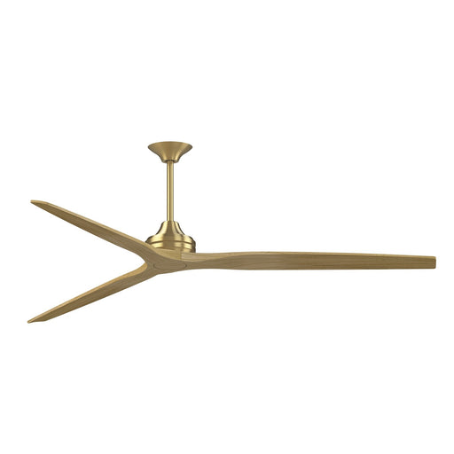 Fanimation Spitfire 84in Downrod Ceiling Fan | Brushed Satin Brass and Natural Blades | Covered Patio & Sunroom | Model FPD6721BBS-84N
