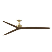 Fanimation Spitfire DC Custom 84in Downrod Ceiling Fan | Brushed Satin Brass and Whiskey Wood Buttonwood | Covered Patio | Model FPD6721BBS-84WK