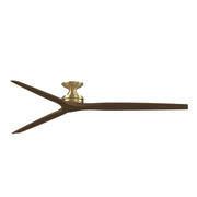 Fanimation Spitfire DC Custom 84in Flush Ceiling Fan | Brushed Satin Brass and Whiskey Wood | Covered Patio & Living Room | Model FPD6721BBS-84WK-F