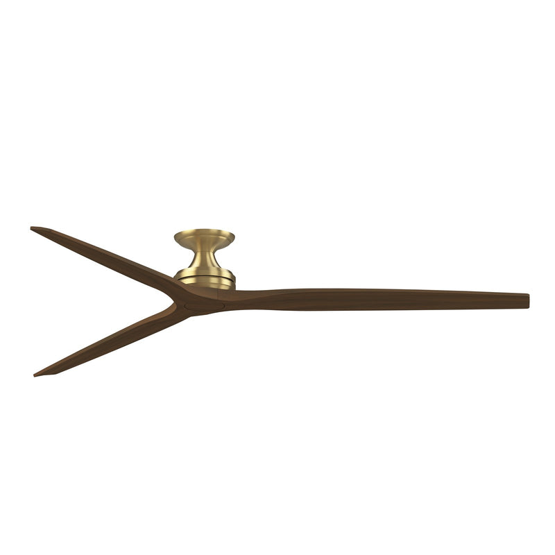 Fanimation Spitfire DC Custom 84in Flush Ceiling Fan | Brushed Satin Brass and Whiskey Wood | Covered Patio & Living Room | Model FPD6721BBS-84WK-F