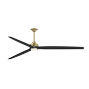 Fanimation Spitfire DC Custom 96in 1-Light Ceiling Fan | Brushed Satin Brass and Black Blades | Covered Patio & Indoor | Model FPD6721BBS-96BL-DWLK