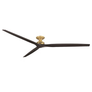 Fanimation Spitfire 96in Flush Ceiling Fan | Brushed Satin Brass and Black Buttonwood Blades | Covered Patio & Living Room | Model FPD6721BBS-96BL-F