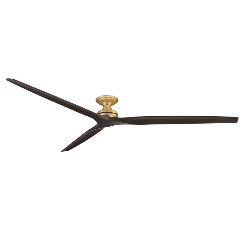 Fanimation Spitfire 96in Flush Ceiling Fan | Brushed Satin Brass and Black Buttonwood Blades | Covered Patio & Living Room | Model FPD6721BBS-96BL-F