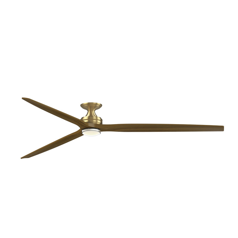Fanimation Spitfire DC Custom 96in Flush 1-Light Ceiling Fan | Brushed Satin Brass and Clear Glass | Covered Patio | Model FPD6721BBS-96K-DWLK-F