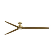 Fanimation Spitfire DC Custom 96in 3-Blade Flush Ceiling Fan | Brushed Satin Brass and Koa Wood | Covered Patio & Sunroom | Model FPD6721BBS-96K-LK-F
