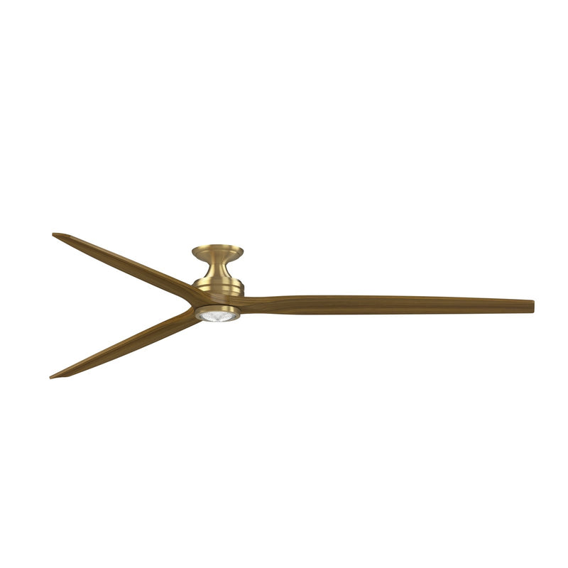 Fanimation Spitfire DC Custom 96in 3-Blade Flush Ceiling Fan | Brushed Satin Brass and Koa Wood | Covered Patio & Sunroom | Model FPD6721BBS-96K-LK-F