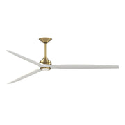 Fanimation Spitfire 96in Downrod Ceiling Fan with LED Light | Brushed Satin Brass and Matte White Blades | Covered Patio | Model FPD6721BBS-96MW-LK