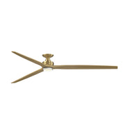 Fanimation Spitfire DC Custom 96in Flush 1-Light Ceiling Fan | Brushed Satin Brass and Natural Buttonwood | Covered | Model FPD6721BBS-96N-DWLK-F